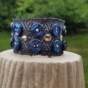 Blue Cuff Antique Buttons and Studs